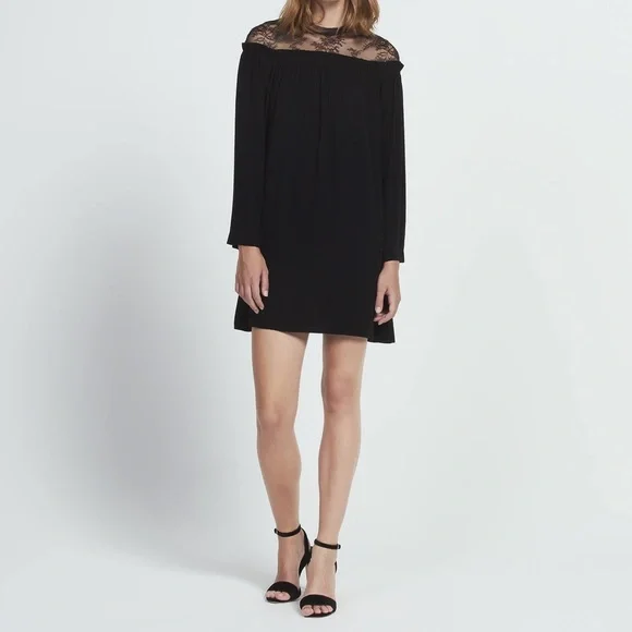 sandro black mini dress SANDRO Black Short Mini Dress with Buttons and Contrast Trim main image 1